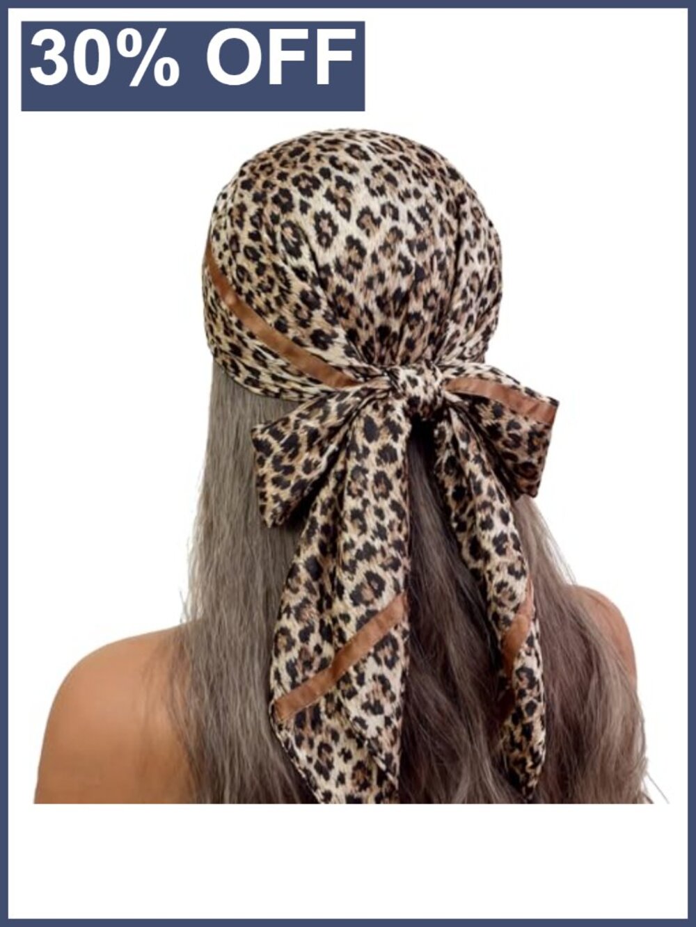 Large Satin Leopard Print Head Scarf Wrap Women 35x35 Lightweight